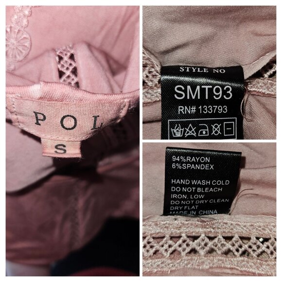 2/$35 POL Pink Cold Shoulder Lace-Trim Tunic/Dress Women S Lightweight & Flowy - Picture 7 of 7